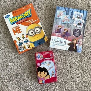 Dora The Explorer Disney Frozen II & Despicable Me Memory Match Game Toy Bundle